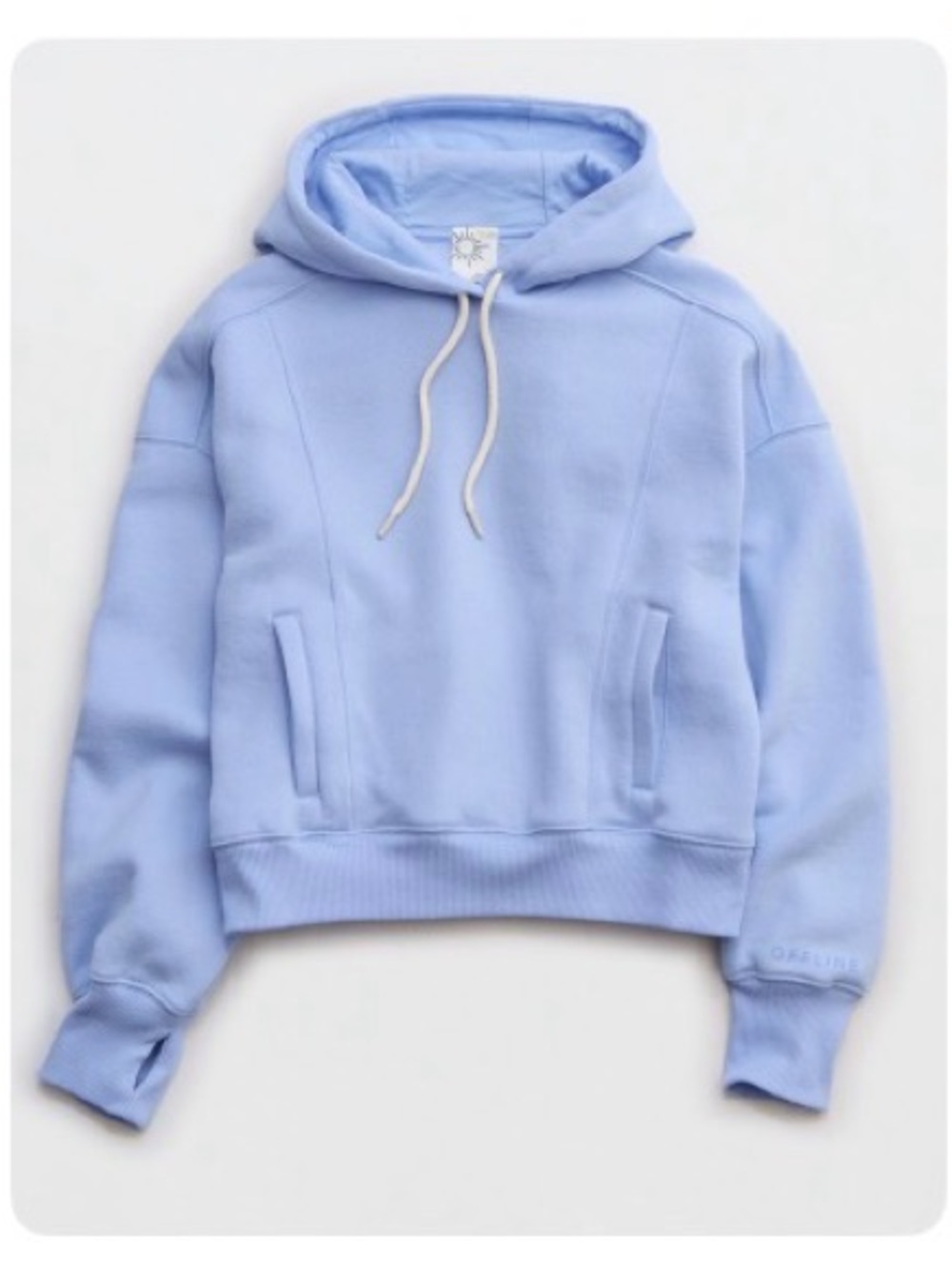 aerie Light Blue Hooded Pullover Sweatshirt